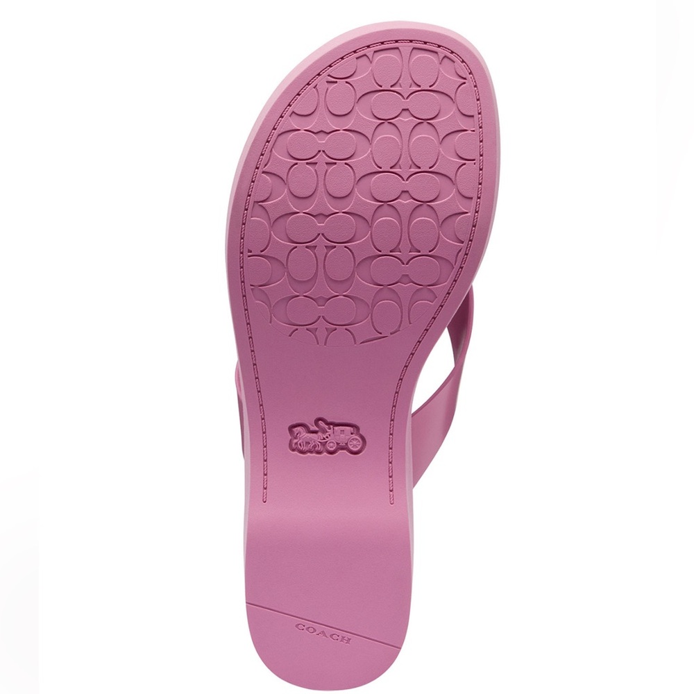 COACH Women's Sculpted Platform "C" Logo Leather Flip Flop - Picture 12 of 16